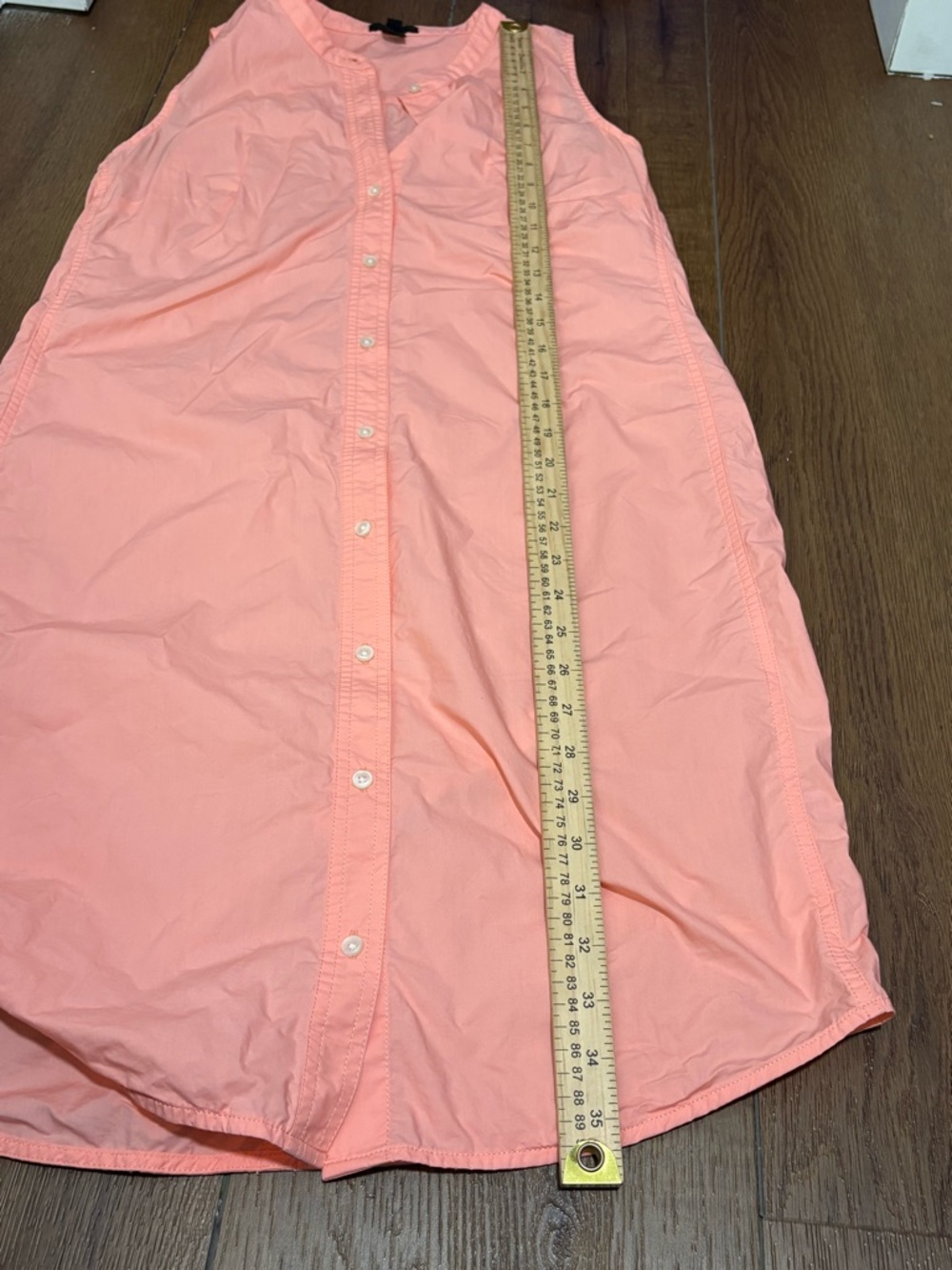 J.Crew Coral Pink Sleeveless Button Front Shirt Dress XS Cotton Poplin - Picture 5 of 6